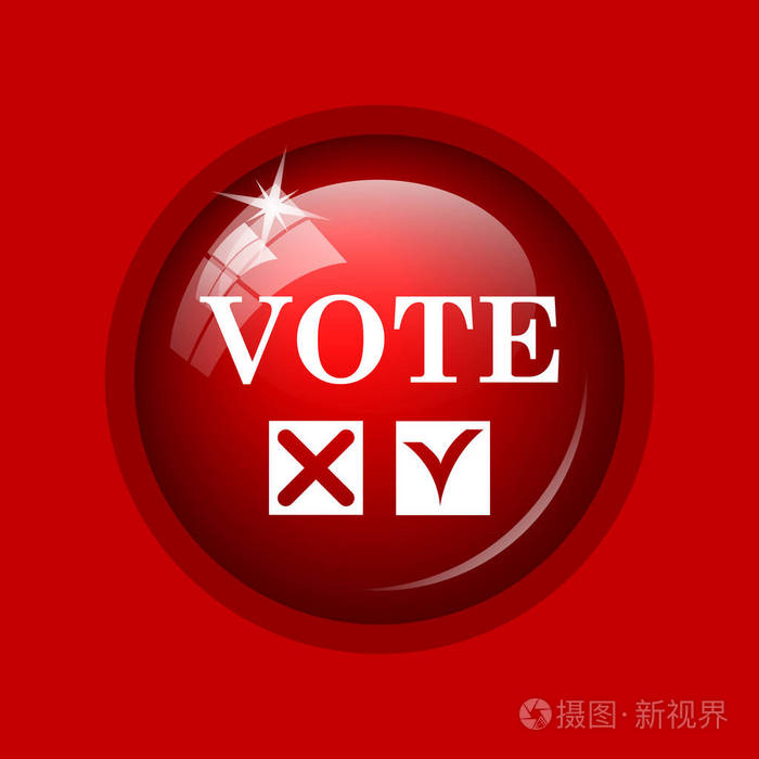 投票图标红色背景下的互联网按钮