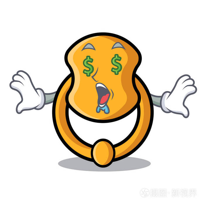 金钱眼睛老式的门敲门在吉祥物卡通