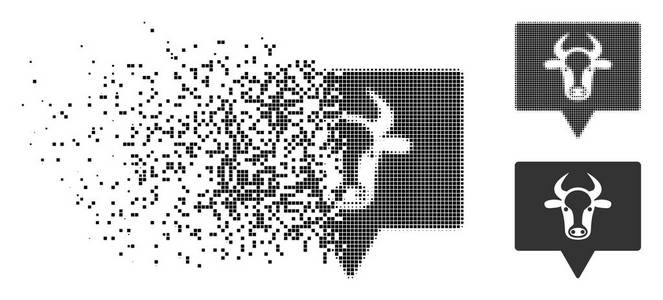 消散像素半色调牛横幅图标图片