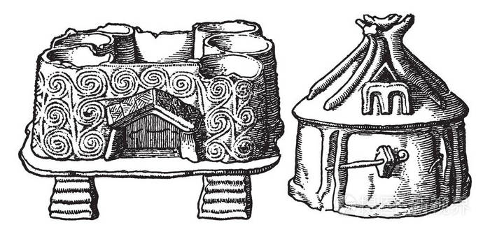 新石器时代的小屋骨灰盒是第一次绘画,可能代表一个湖泊住宅,他们没有