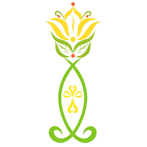 抽象的基督教象征,一条带十字架的鱼和一朵美丽的百合照片