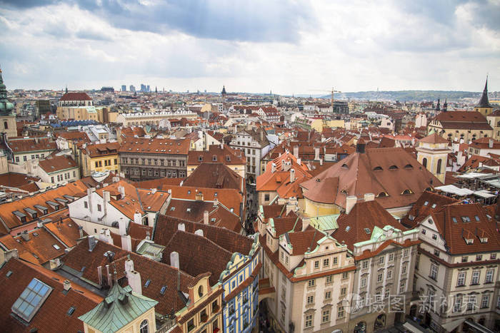 布拉格的屋顶鸟瞰图, 捷克共和国