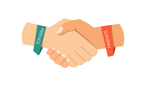 平面卡通团队联盟标志, 成功的合作伙伴标志, 团结的会员或验证团结