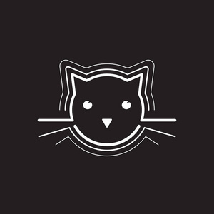 简单的猫头图标. 线路设计. 白色背景下分离的矢量插图照片