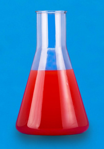 蓝底红色液体试验瓶图片