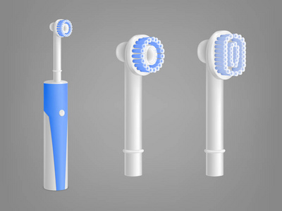 电动牙刷更换头矢量模型图片