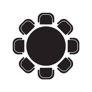 轮廓样式桌椅图标-矢量插图抽象的家具 logo 设计理念