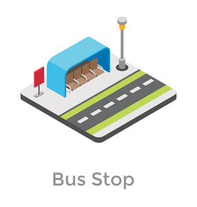 公共汽车站图标的现代基础设施图片