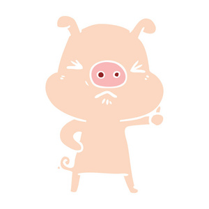 平色风格卡通愤怒的猪图片