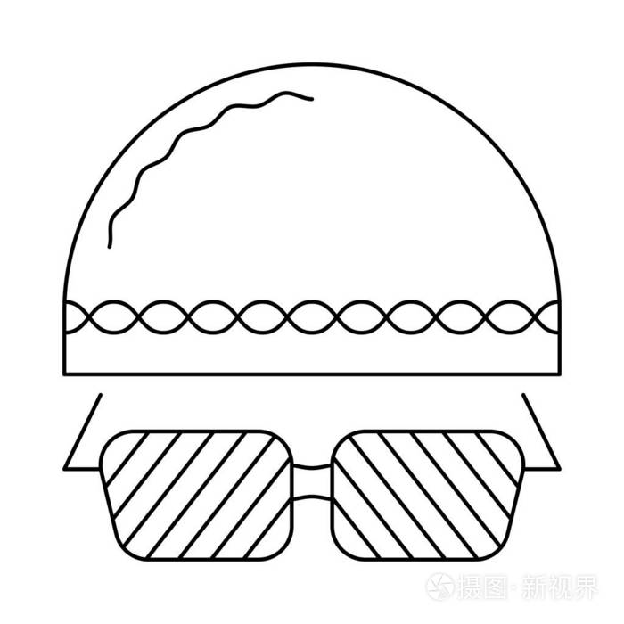 带帽子的游泳眼镜，平面图标矢量插图