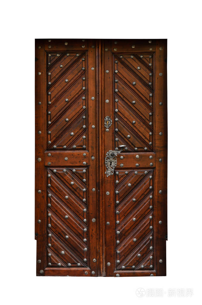 古色古香的门查出在白色背景看到复古图案
