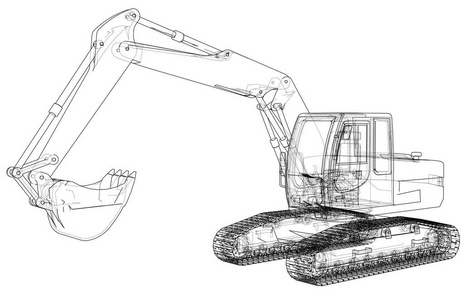 挖掘机概念轮廓.向量照片