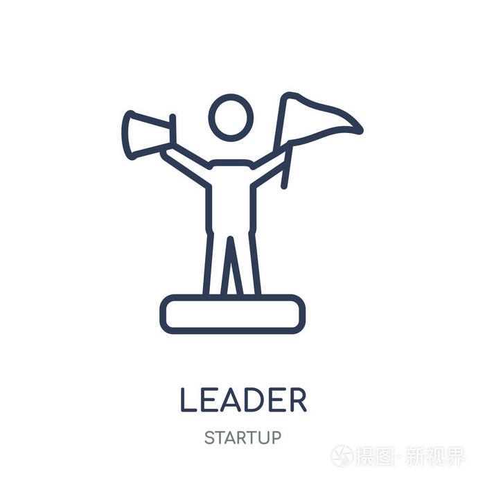 领袖图标. 启动集合的领导者线性符号设计.