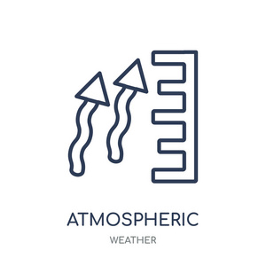 大气压图标. 来自天气收集的大气压线性符号设计.