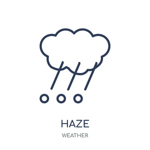 天气收集的雾霾线性符号设计. 白色背景上的简单轮廓元素矢量插图.