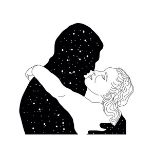 绘画男女空间插图爱情男女宇宙星象抽象绘画照片