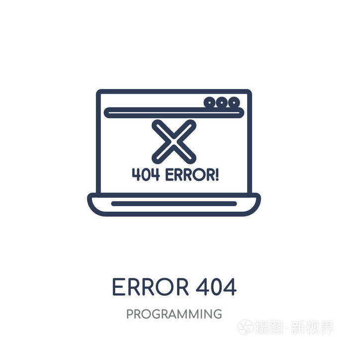 错误404图标.错误404编程集合中的线性符号设计.