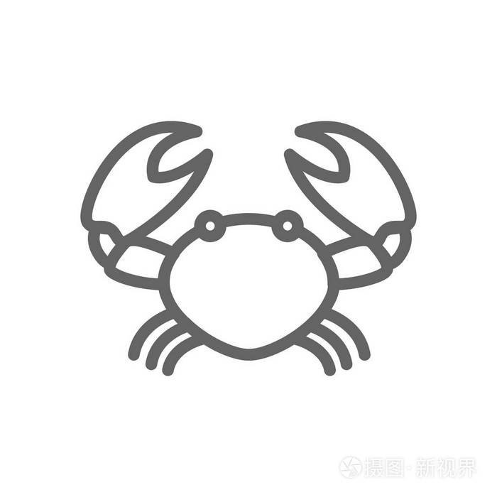 简单的螃蟹线图标.符号和标志例证设计.隔离在白色背景上