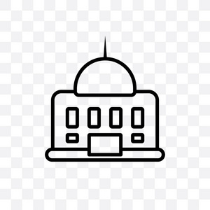 美国政府建筑矢量线性图标隔离在透明背景上,美国政府建筑透明度概念