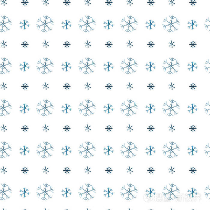 许多小不同的雪花水彩图案