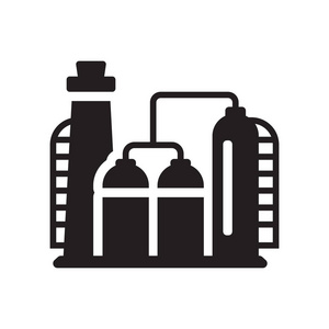 媒体行业炼油厂图标. 时尚的炼油厂标志概念白色背景从行业收集.