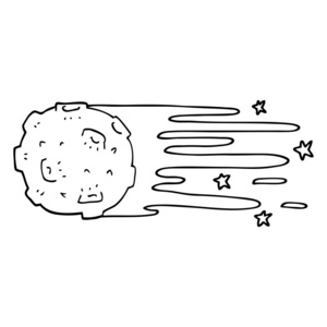 线描卡通飞行小行星图片