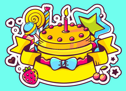 广告 蛋糕 艺术 儿童 生日 卡通 奶油 蜡烛 周年纪念日