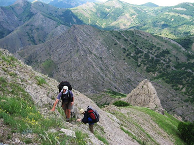 登山者在山上