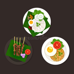 印度尼西亚 美味 盘子 食物 烧烤 沙爹 鸡蛋 烹饪 美味的