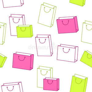 抽象背景图案纸购物袋粉红色绿色无缝