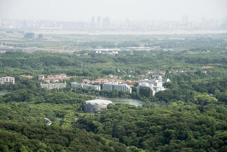 植物区系 小山 喷泉 南京 天空 妙高 风景 俯瞰 城市