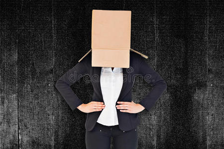 女商人的复合形象，盒子盖在头上