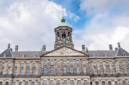 荷兰语 地标 阿姆斯特丹 外观 建筑 时钟 荷兰 政府 大厅