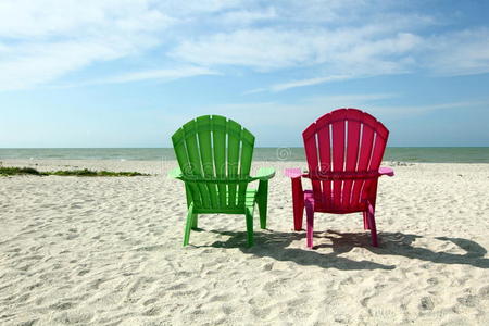 阿迪朗达克海滩椅子与海景