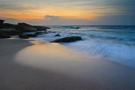 日落 海景 季节 傍晚 流动的 夏天 粉红色 地平线 日出