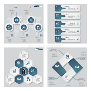 收集4个设计模板图形布局。 矢量。