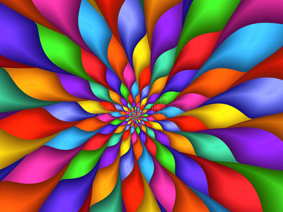 抽象花瓣数字艺术抽象彩虹花瓣螺旋背景照片