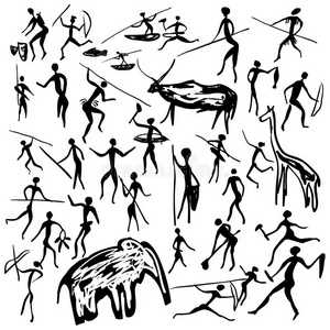 有耕种岩画图片