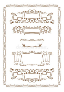 古老的 巴洛克风格 锦缎 动机 菜单 要素 王冠 文凭 豪华