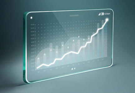 生长 屏幕 未来 装置 利润 增加 酒吧 图表 透明的 平板电脑
