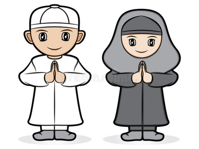 假日 快乐 祈祷 宗教 节日 卡通片 优雅 阿拉伯语 夫妇