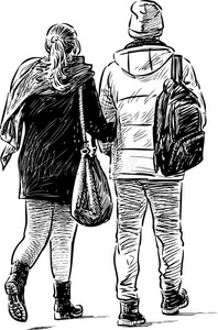 市民 过路人 公民 女人 绘画 夫妇 女孩 成人 后面 在一起