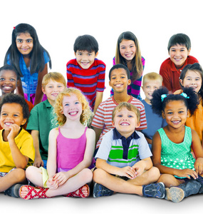 种族多样性，孩子们的友谊，愉快的概念