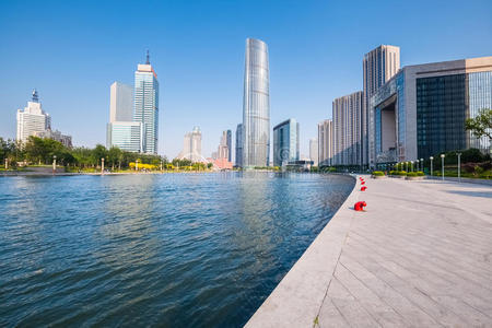 市中心 瓷器 城市 中国人 环境 城市景观 亚洲 河边 天际线