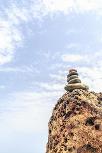 放松 天空 海岸 平衡 水疗中心 自由 海滩 权力 岩石