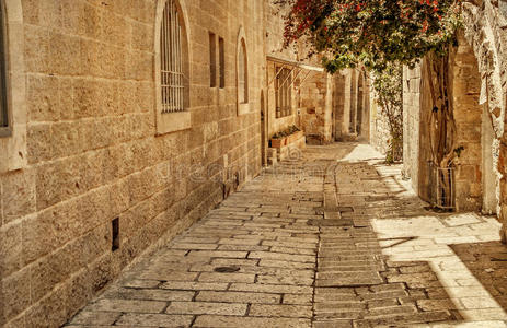 耶路撒冷犹太区的古巷。