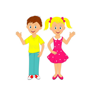 男孩在路中间跑时挥手可爱的小鸭子挥手家人向女商人挥手告别一家人送