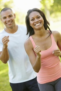 美国人 比赛 成人 慢跑者 夫妇 慢跑 花园 年代 锻炼
