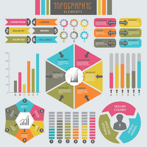 一套丰富多彩的商业信息图表元素。
