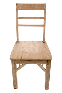 肮脏的旧木椅隔离在白色上
